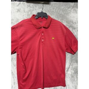 Masters‎ Tech Polo Shirt Red Striped Golf Performance Stretch Shirt SZ 2XL LOGO